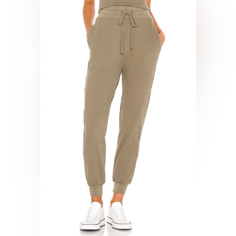 Army Green Ribbed Jogger Set - Picture 3 of 6